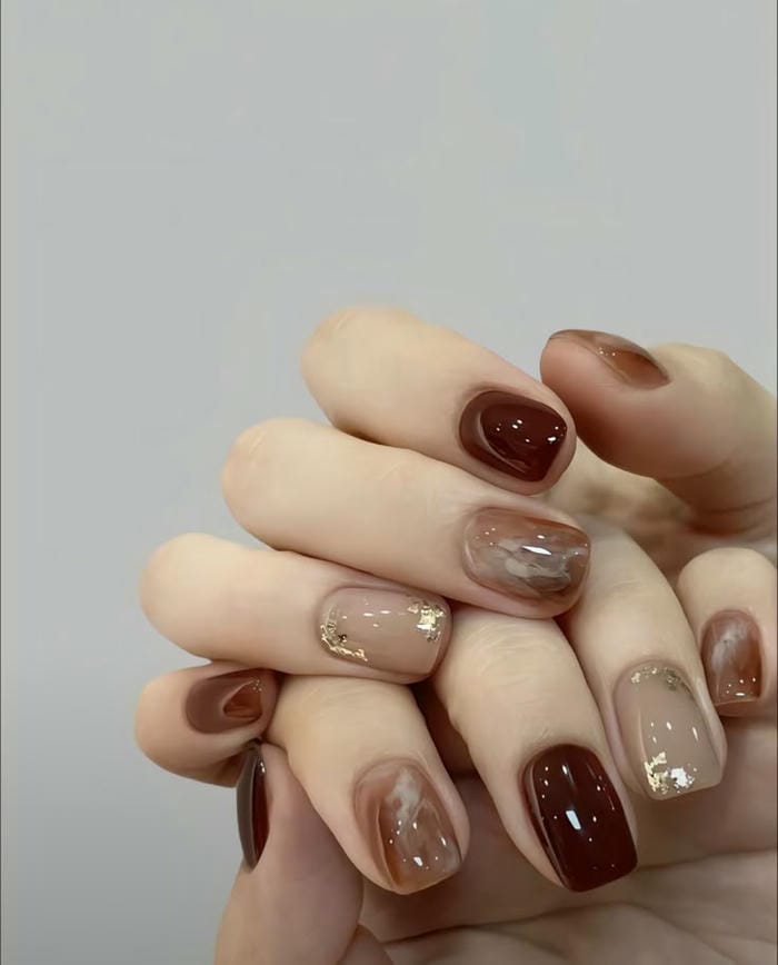 nail màu nâu siêu đẹp