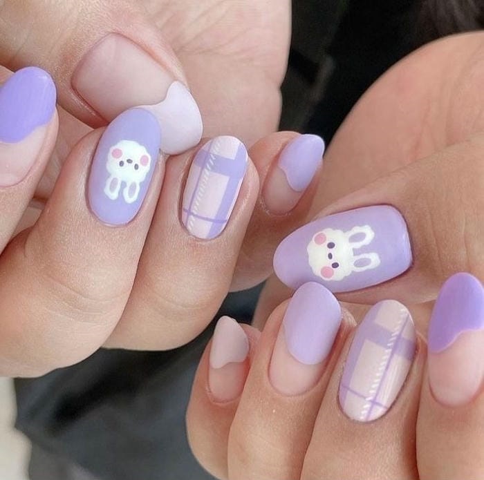 nail màu tím cực đáng yêu