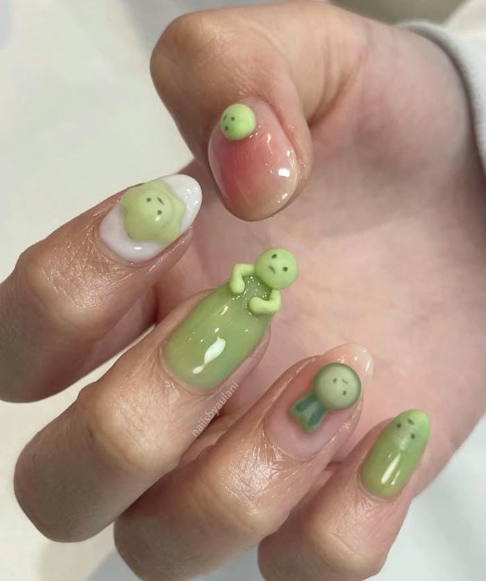 nail màu xanh bơ xinh đẹp