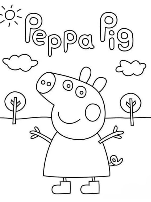 trang tô màu heo peppa đơn giản dễ tô