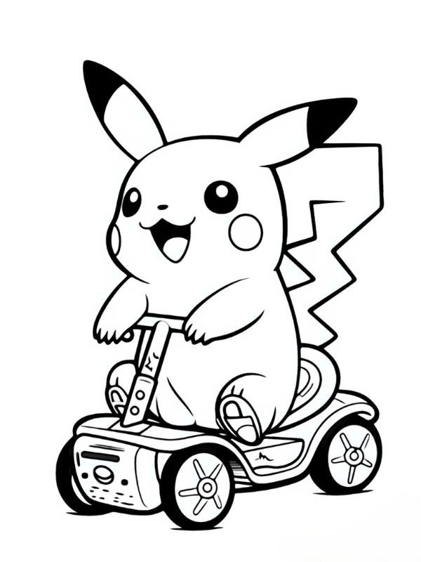 trang tô màu pikachu cute đơn giản dễ tô