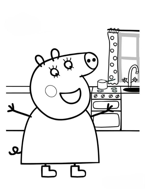 tranh tô màu heo peppa dễ thương nhất