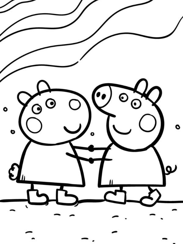 tranh vẽ heo peppa chưa tô màu