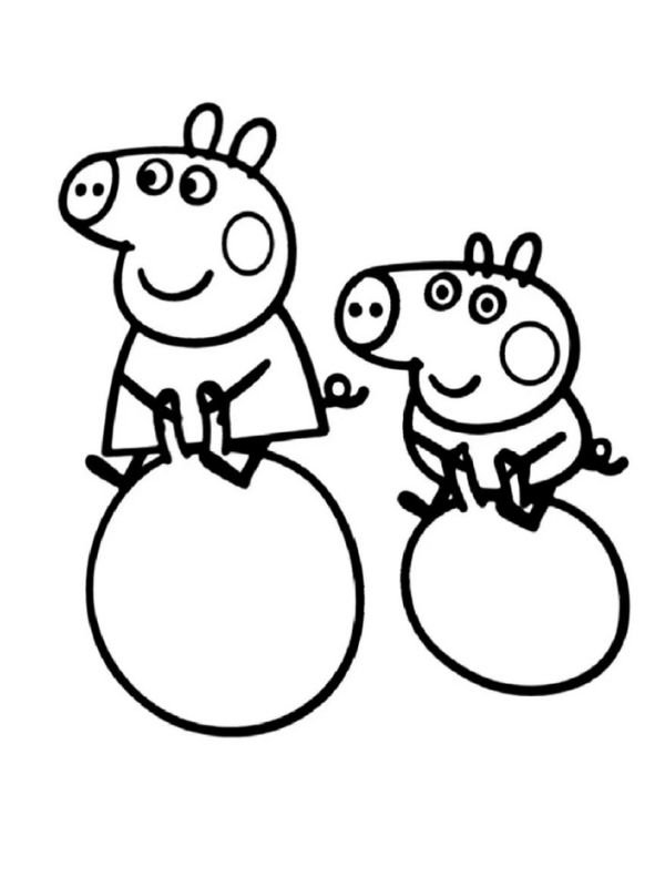 tranh vẽ heo peppa đen trắng để tô màu