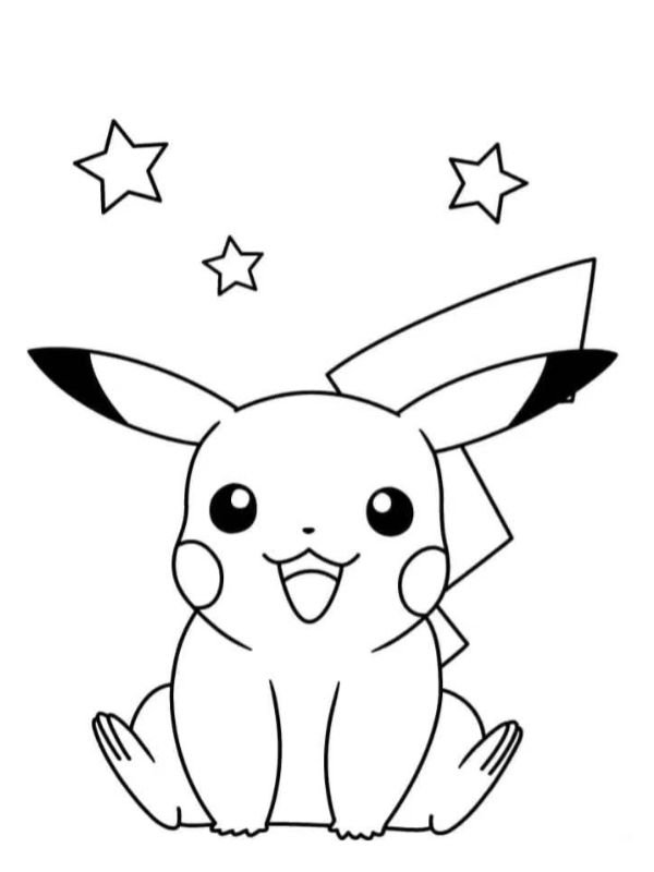 tranh vẽ pikachu cute chưa tô màu