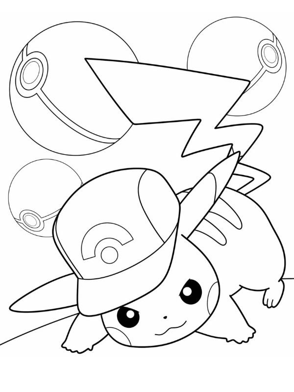 tranh vẽ pikachu cute nghệ thuật để tô màu