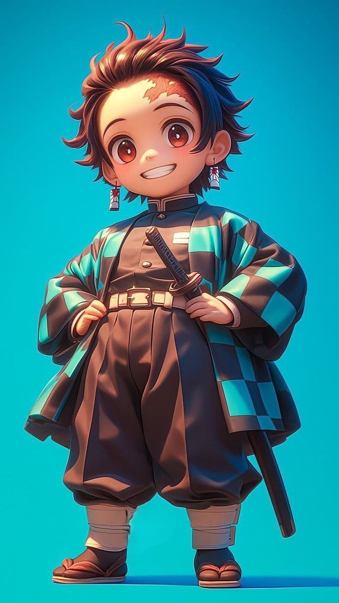Thanh Gươm Diệt Quỷ chibi cười hở răng