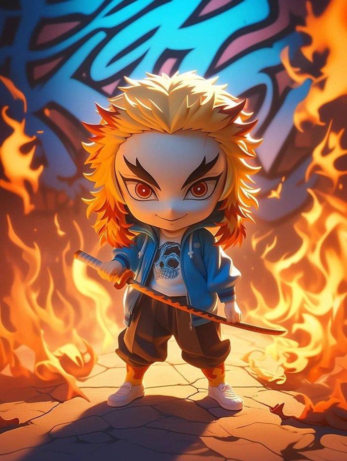 Thanh Gươm Diệt Quỷ chibi rengoku ngầu