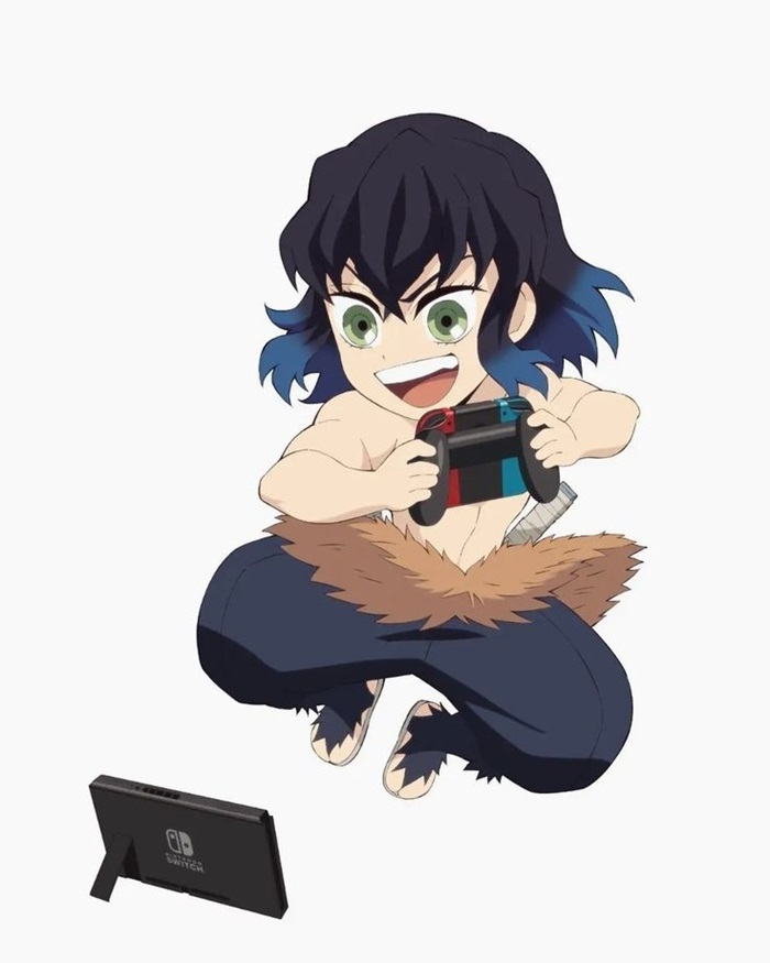 ảnh Inosuke chibi chơi game