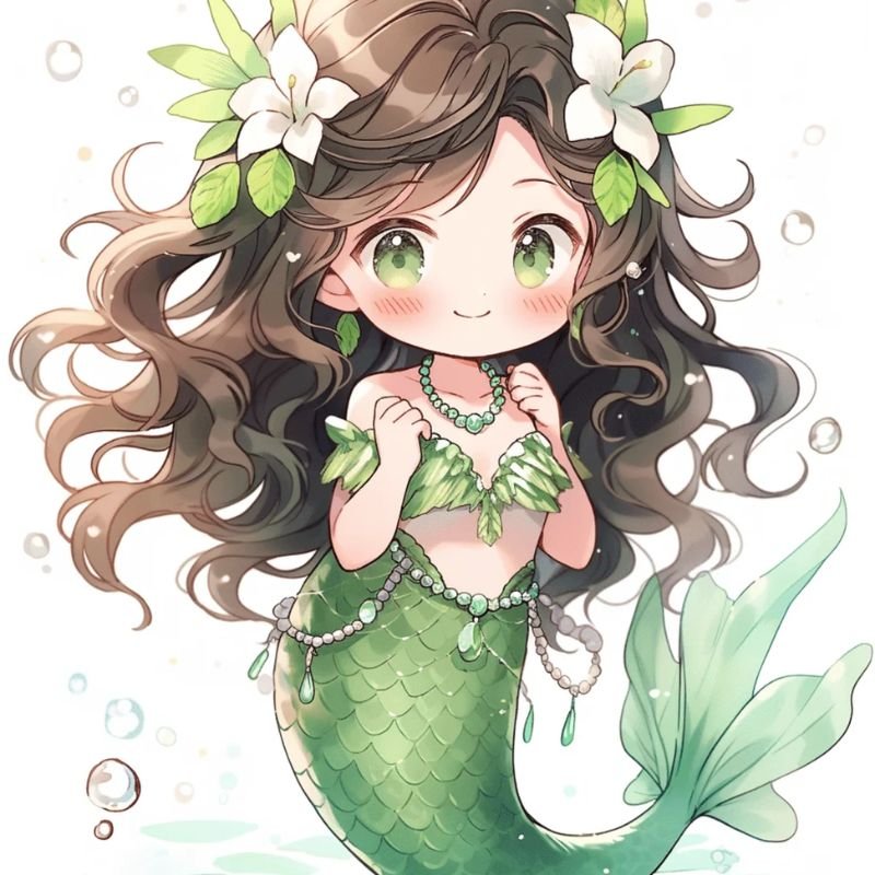 ảnh chibi nàng tiên cá đáng yêu
