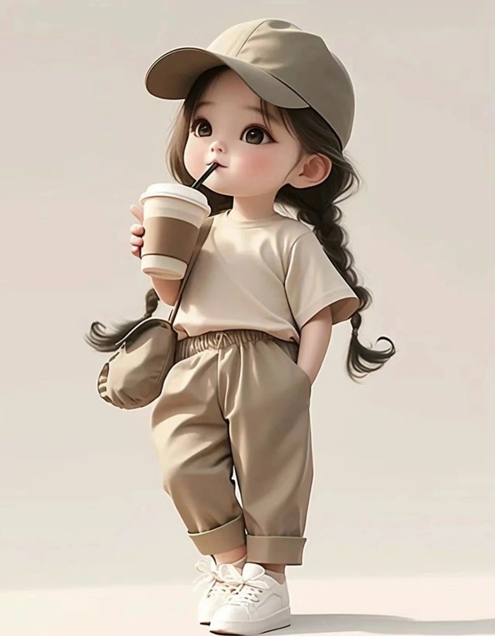 ảnh học sinh chibi cầm cốc nước