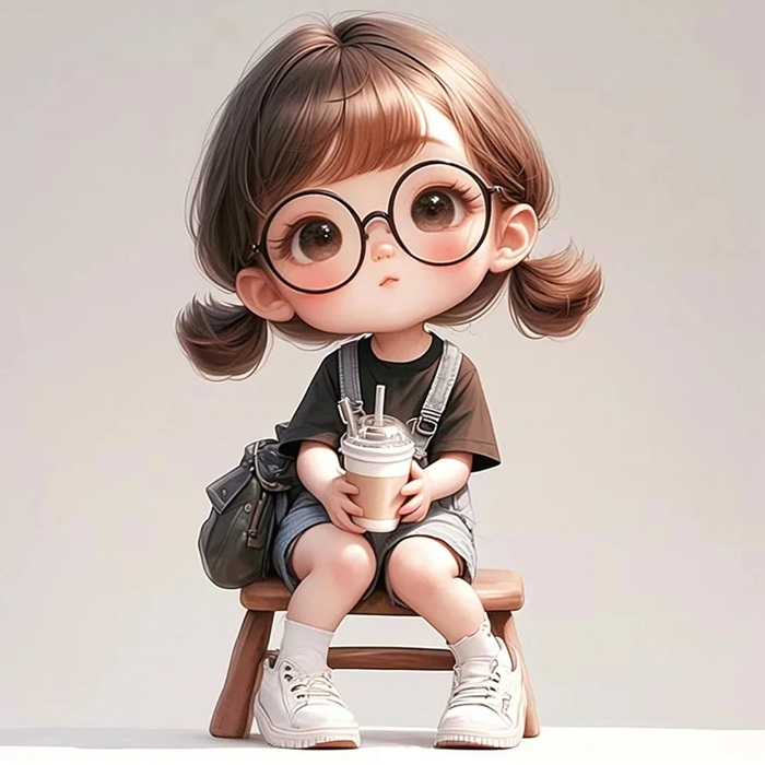 ảnh học sinh chibi dễ thương đeo kính