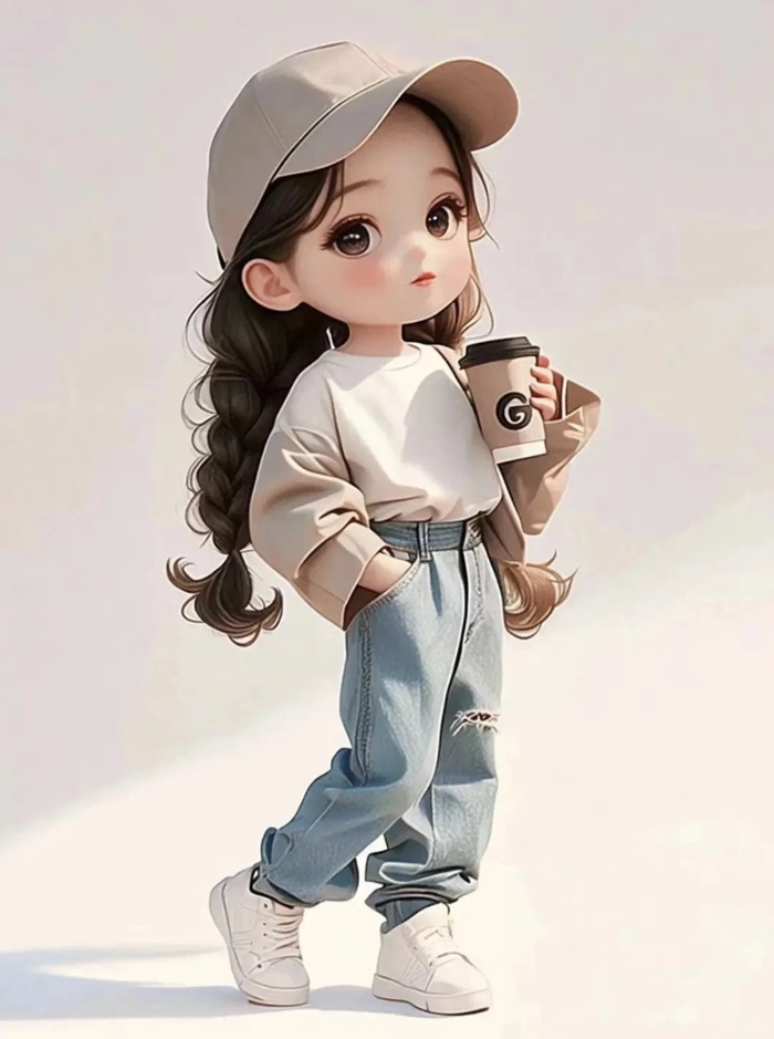 ảnh học sinh chibi đội mũ trắng