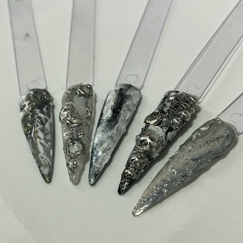 ảnh nail màu xám