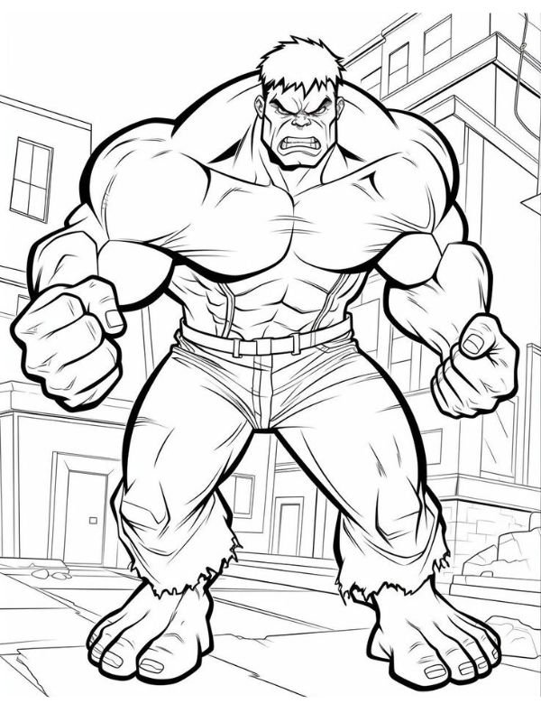 bản vẽ siêu nhân hulk đen trắng để tô màu