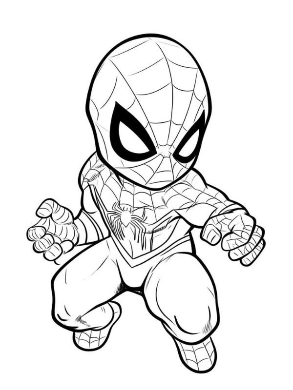 bản vẽ spider man đen trắng để tô màu