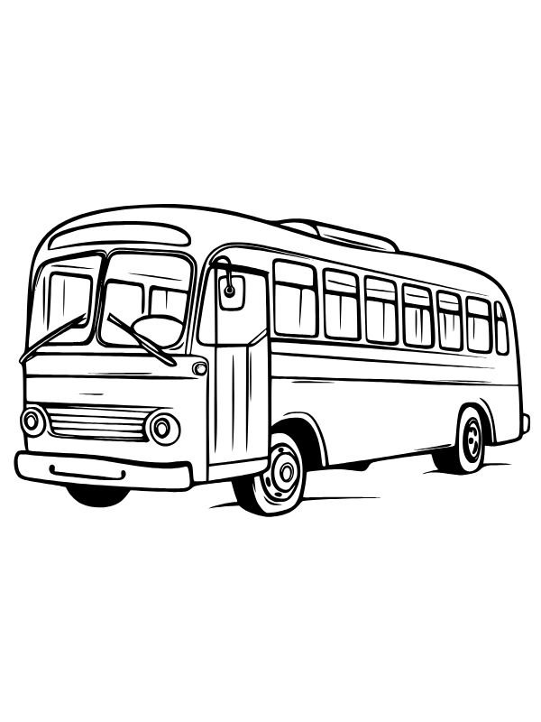 bản vẽ xe buýt đen trắng để tô màu