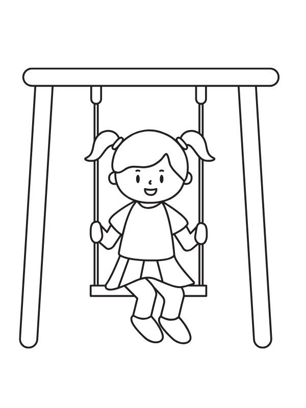 bản vẽ xích đu đen trắng để tô màu