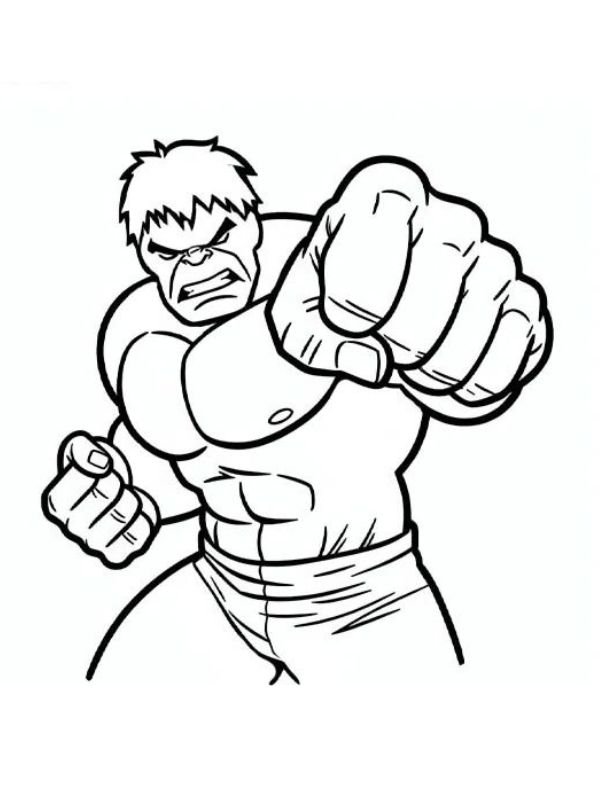 bức tranh tô màu siêu nhân hulk mạnh mẽ