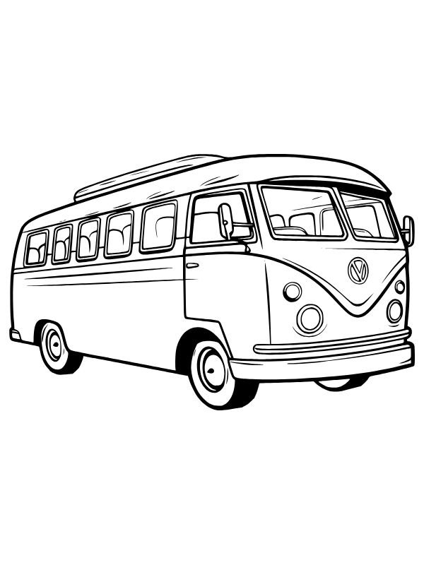 bức tranh tô màu xe buýt dễ thương