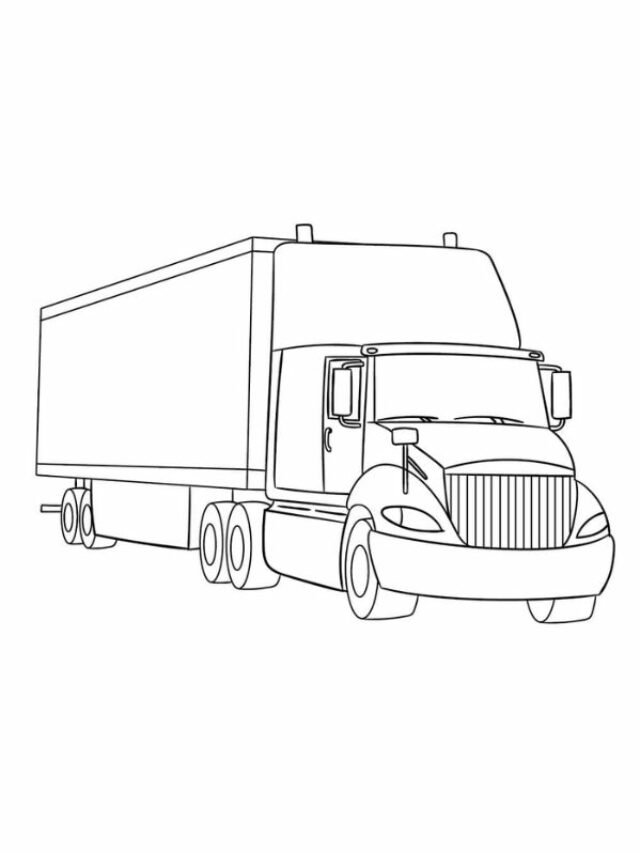 Bộ tranh tô màu xe Container đa dạng, đơn giản cho bé
