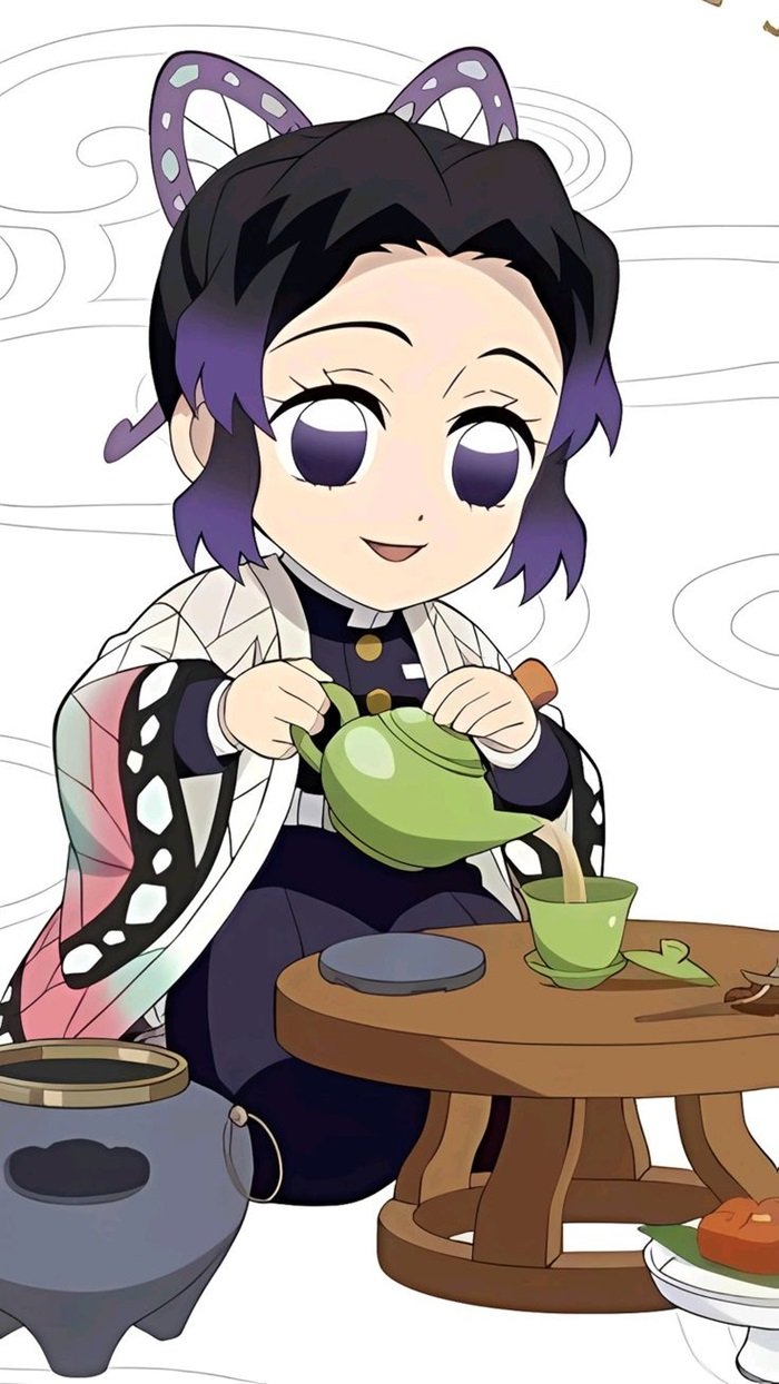 hình Shinobu Chibi uống trà