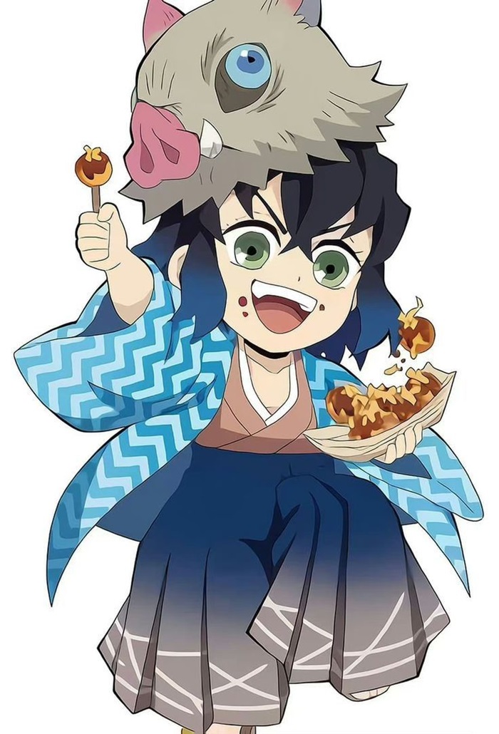 hình ảnh Inosuke chibi đội đầu lợn