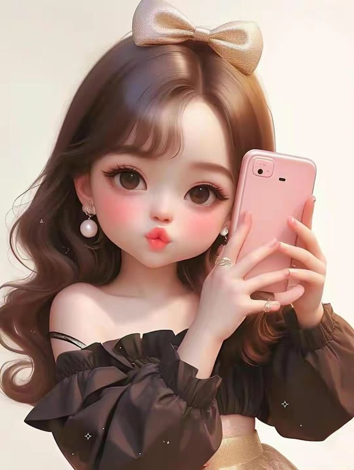 hình ảnh bé gái chibi cầm điện thoại