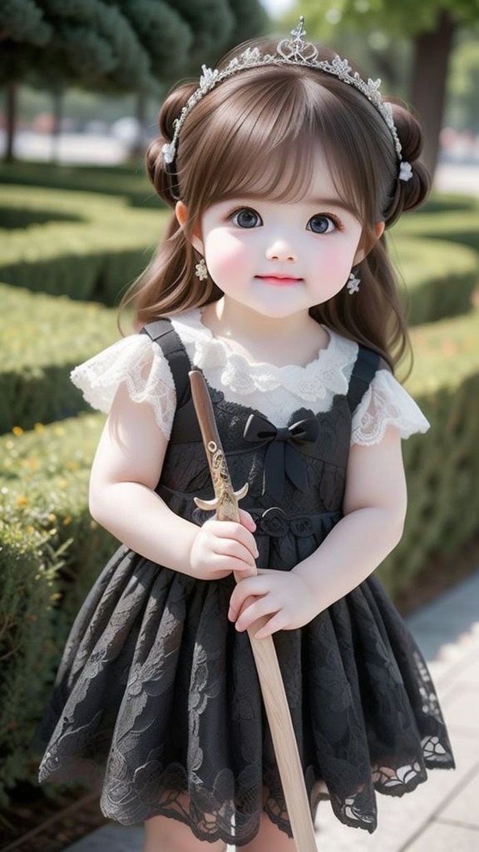 hình ảnh bé gái chibi cầm kiếm gỗ