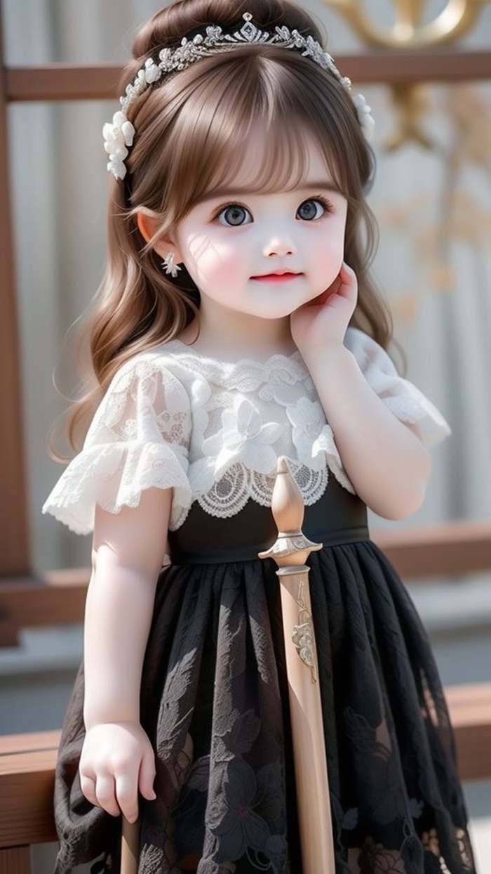 hình ảnh bé gái chibi mặc váy đen