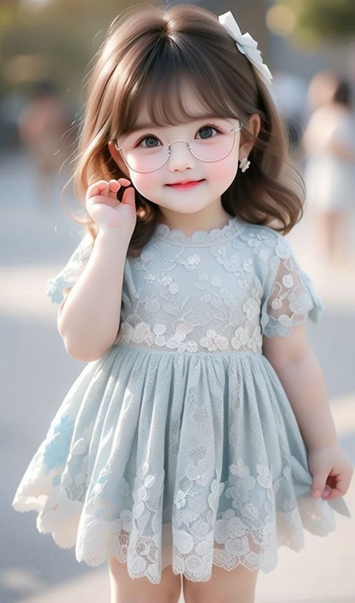 hình ảnh bé gái chibi mặc váy xanh