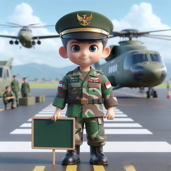 hình ảnh chú bộ đội chibi cầm bảng