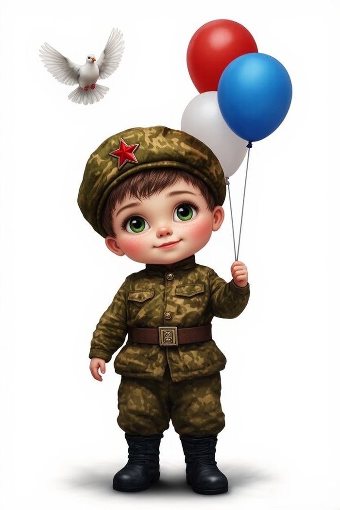 hình ảnh chú bộ đội chibi cầm bóng bay