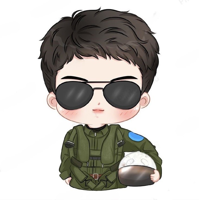 hình ảnh chú bộ đội chibi đeo kính