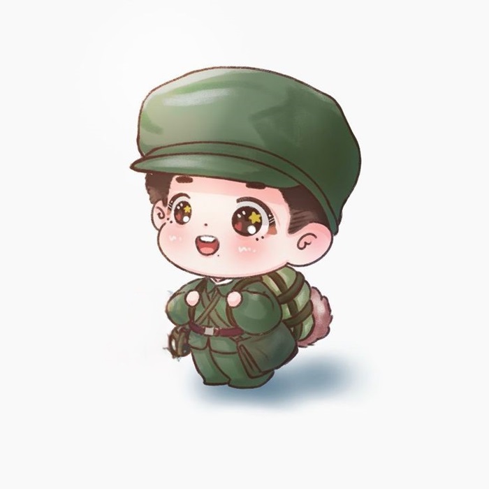 hình ảnh chú bộ đội chibi đội mũ xanh