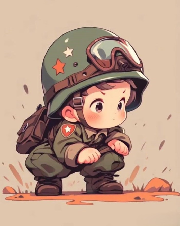 hình ảnh chú bộ đội chibi siêu đáng yêu