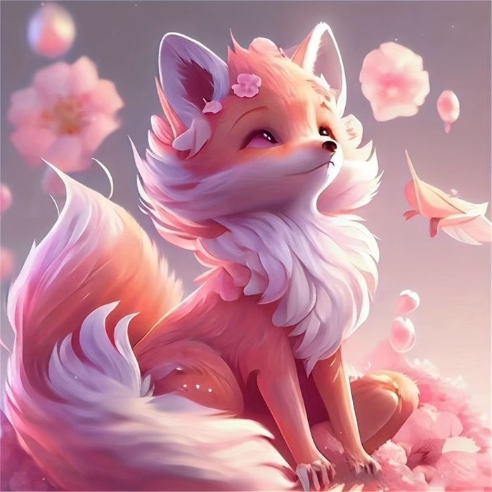 hình ảnh hồ ly chibi màu hồng