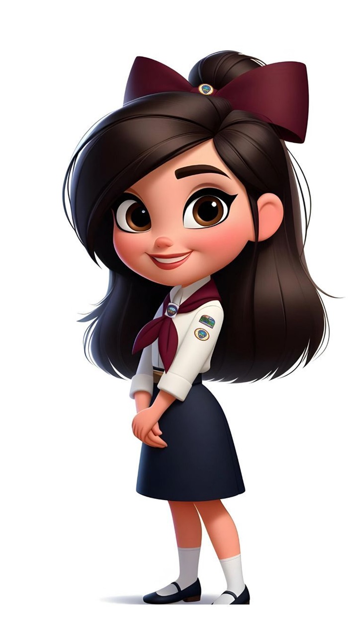 hình ảnh học sinh chibi đeo nơ