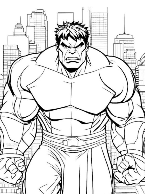hình ảnh siêu nhân hulk chưa tô màu