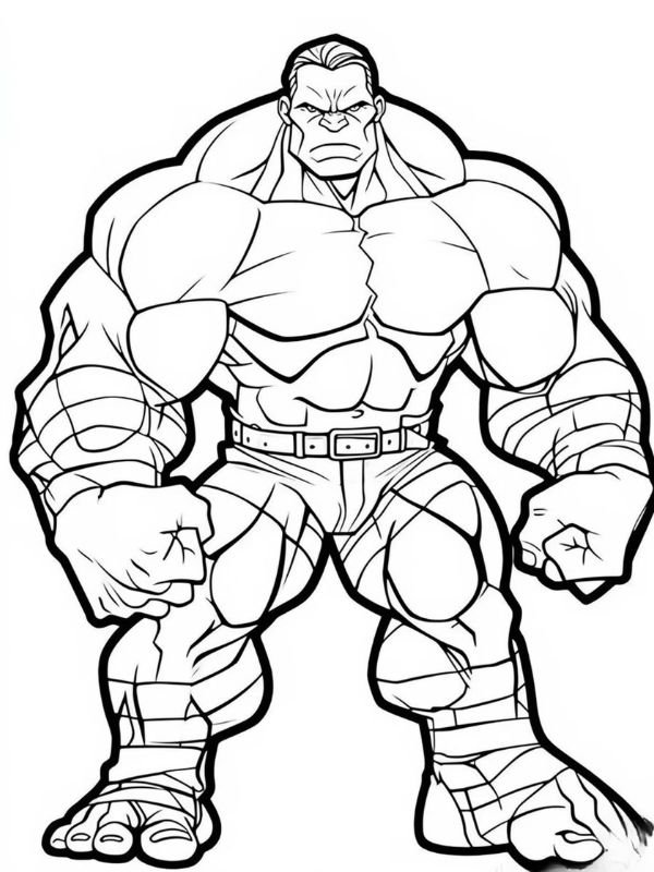hình ảnh siêu nhân hulk trắng đen để tô màu