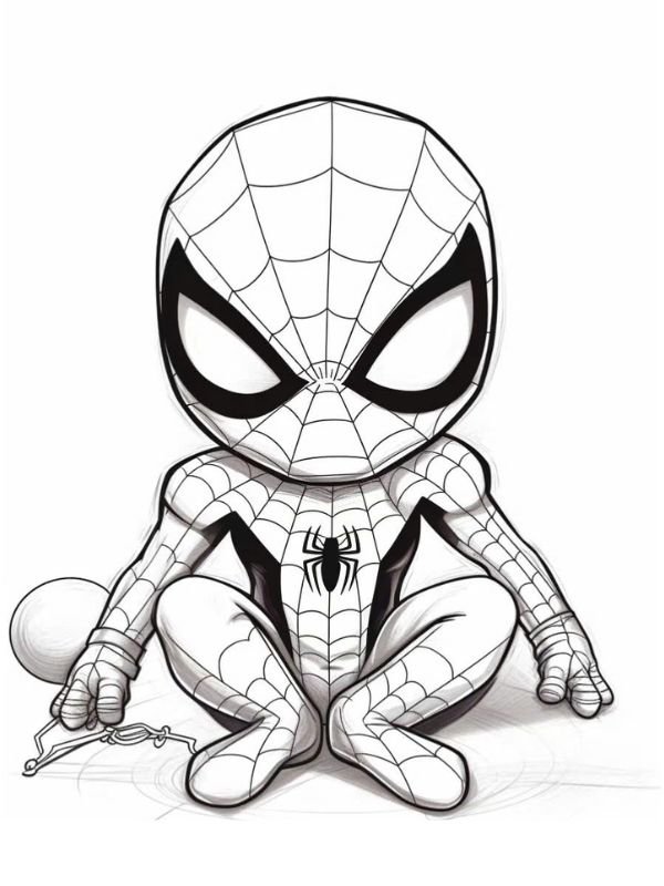 hình ảnh spider man với bộ trang phục đặc trưng để tô màu