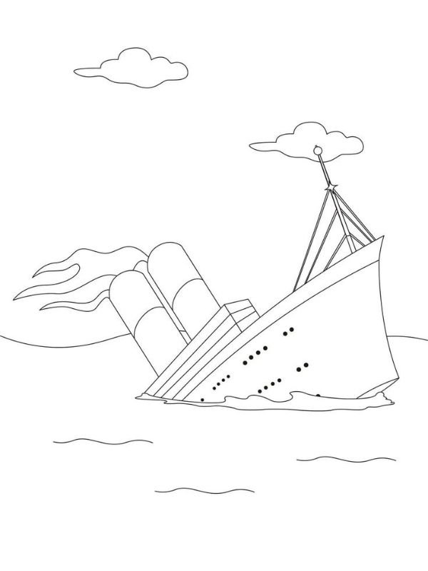 hình ảnh tàu titanic giữa đại dương để tô màu