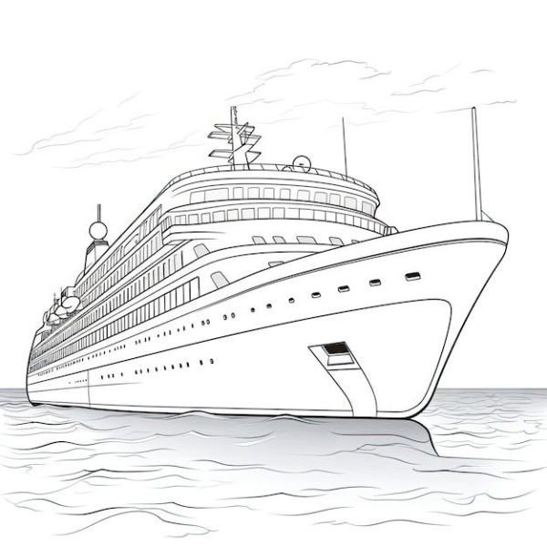 hình ảnh tàu titanic trắng đen để tô màu