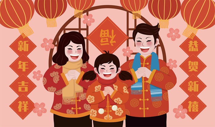 hình ảnh tết gia đình chibi việt nam