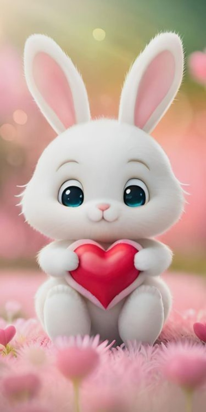 hình ảnh thỏ chibi cầm trái tim