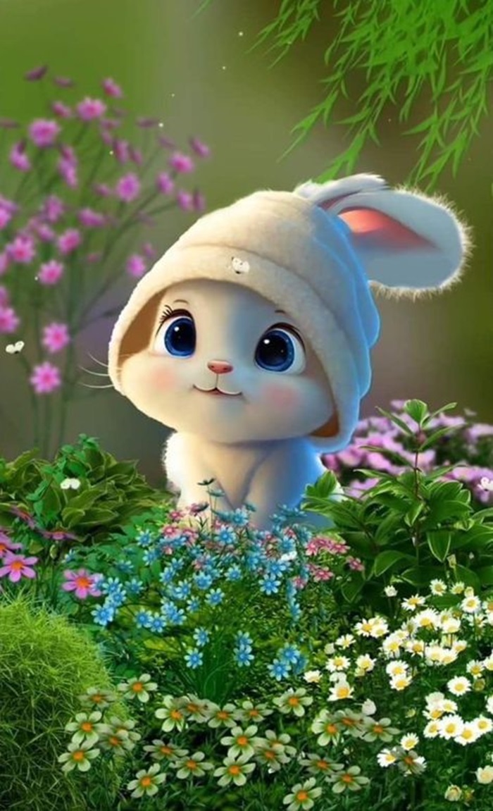 hình ảnh thỏ chibi đội mũ