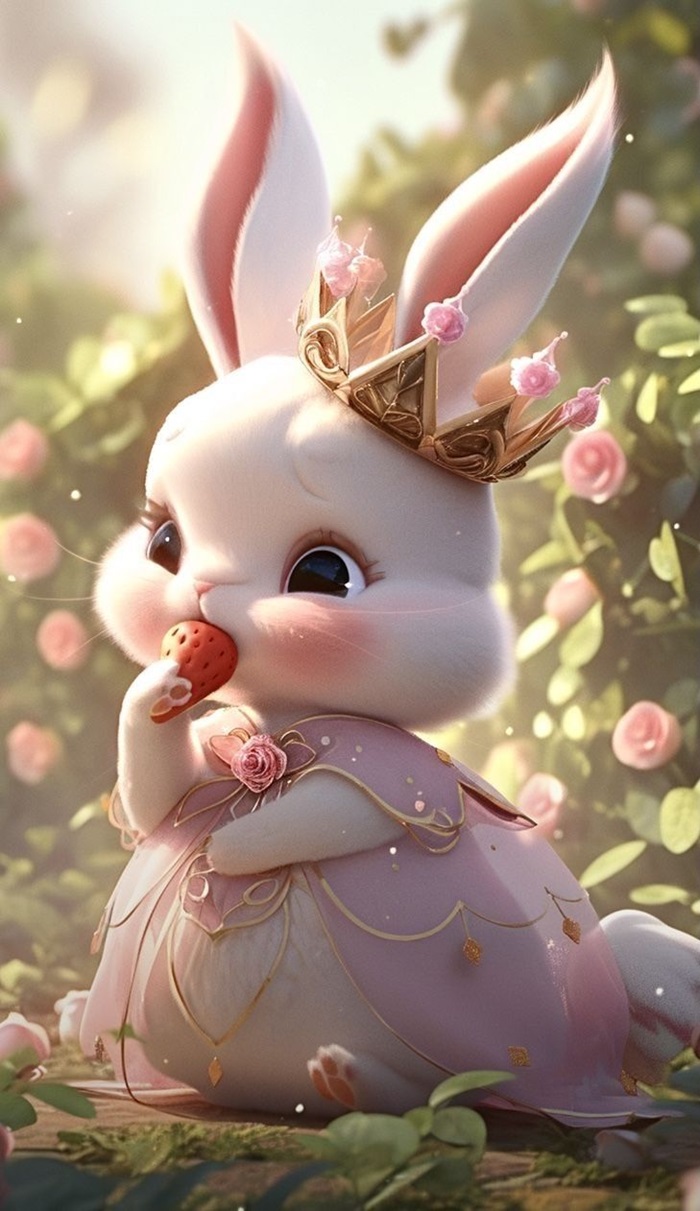 hình ảnh thỏ chibi đội vương miệng