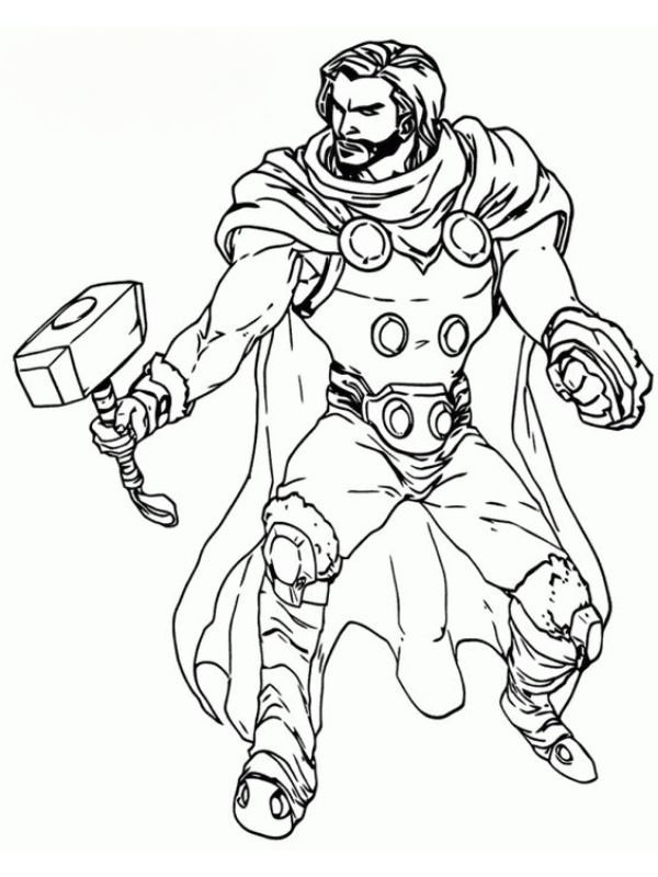hình ảnh thor đang vung búa để tô màu