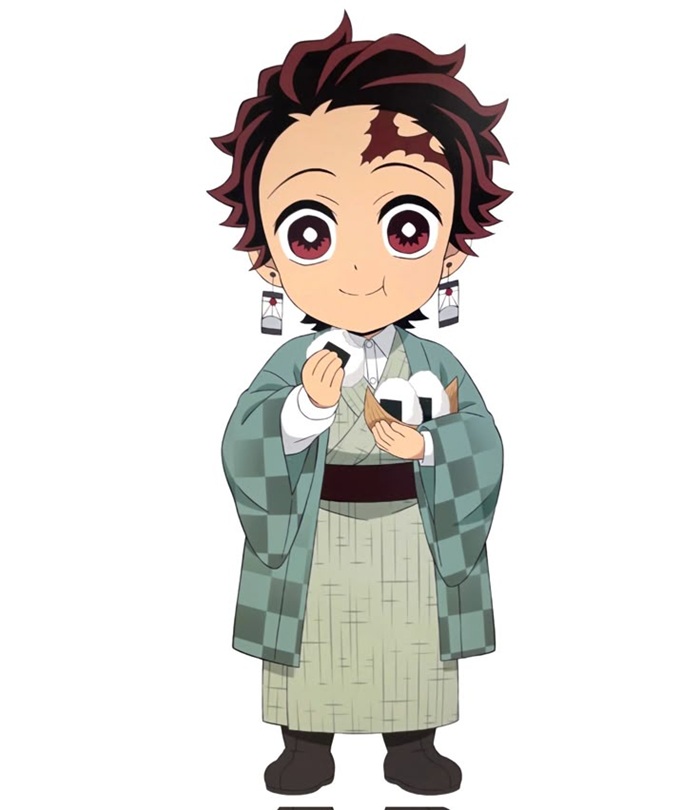 hình avatar Tanjiro chibi ăn cơm nắm