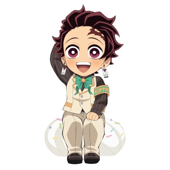 hình avatar Tanjiro chibi đeo nơ xanh